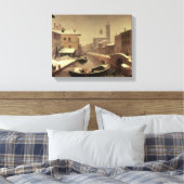 Boat onder de sneeuw canvas afdruk (Insitu (Slaapkamer))