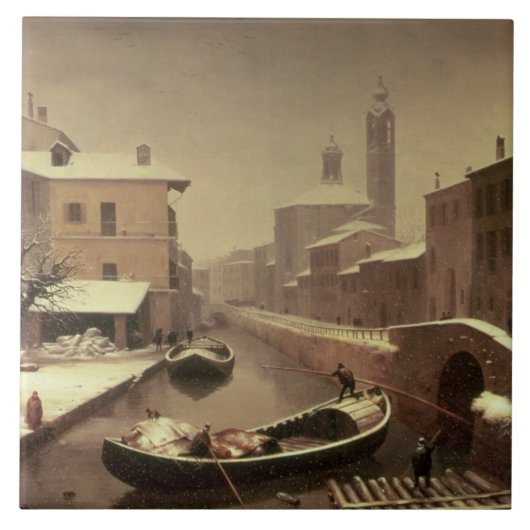 Boat onder de sneeuw tegeltje (Voorkant)