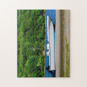 Boat op de rivier legpuzzel (Verticaal)