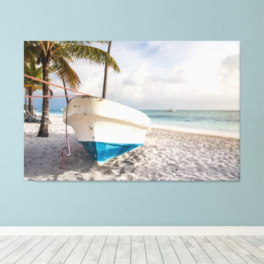 Boat op de strand canvas afdruk (Insitu (Houten vloer))