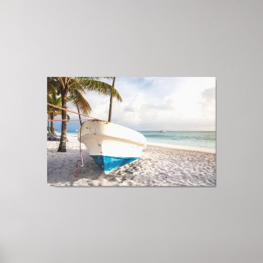 Boat op de strand canvas afdruk (Voorkant)