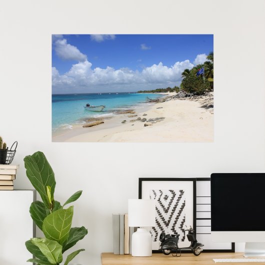 Boat op de strand poster (Thuiskantoor)