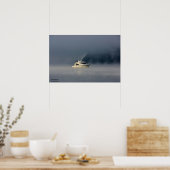 Boat op een fogische ochtend poster (Keuken)