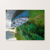Boat op een meer. Jig Saw Puzzle Legpuzzel (Horizontaal)