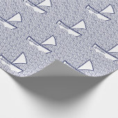 Boat op golfwrapppapier cadeaupapier (Hoek)