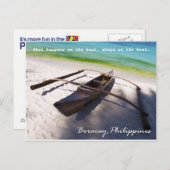 Boat op het Briefkaart van de Beach Boracay Filipi (Voorkant / Achterkant)