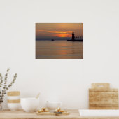 Boat op het Michiganmeer in South Haven Lighthouse Poster (Keuken)