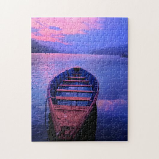 Boat op het Tranquil Lake bij Sunset Legpuzzel (Verticaal)