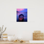 Boat op het Tranquil Lake bij Sunset Poster (Keuken)