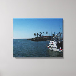 Boat op Oceanside Wrapped Canvas Afdruk