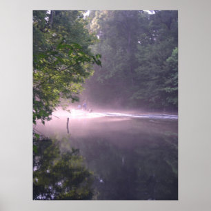 Boat op Sunset op River Print