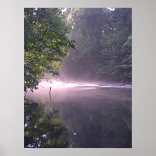 Boat op Sunset op River Print (Voorkant)