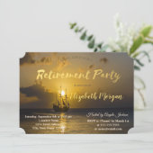 Boat op sunset retirement party kaart (Staand voorkant)