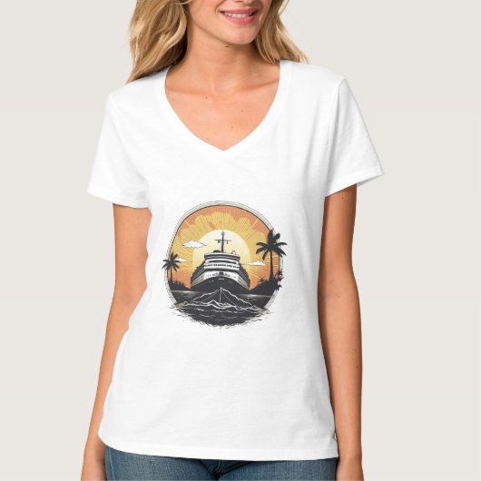 Boat op Sunset T-shirt (Voorkant)