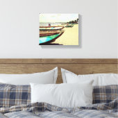 Boat op tropisch strand canvas afdruk (Insitu (Slaapkamer))