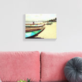 Boat op tropisch strand canvas afdruk (Insitu (Woonkamer))