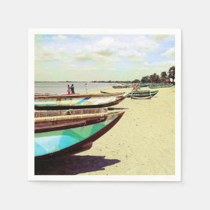 Boat op tropisch strand servet
