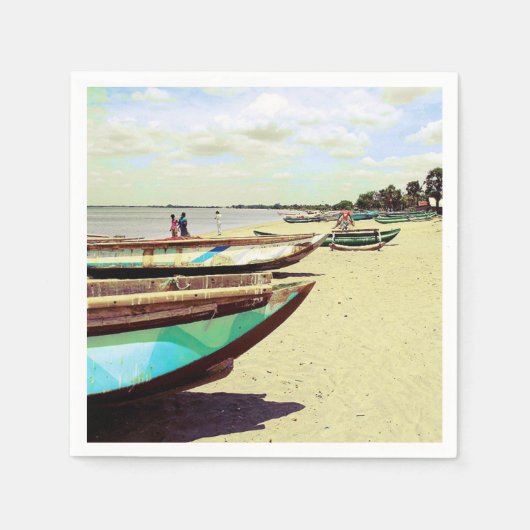 Boat op tropisch strand servet (Voorkant)