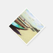 Boat op tropisch strand servet (Hoek)