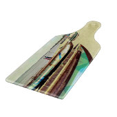 Boat op tropisch strand snijplank (Hoek)