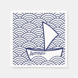 Boat op Waves Paper Napkin Servet