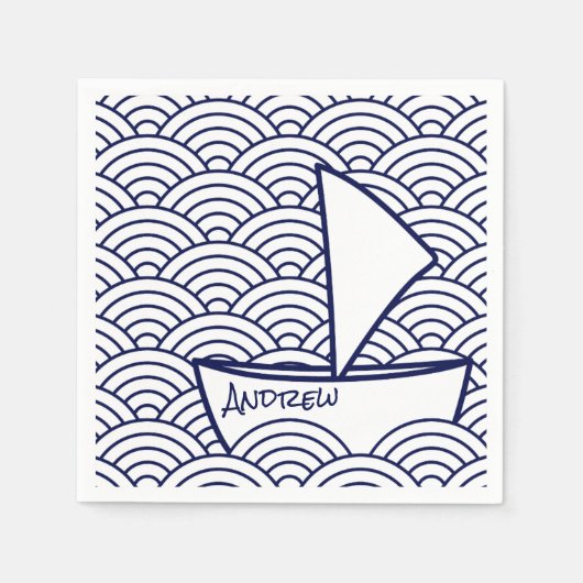 Boat op Waves Paper Napkin Servet (Voorkant)