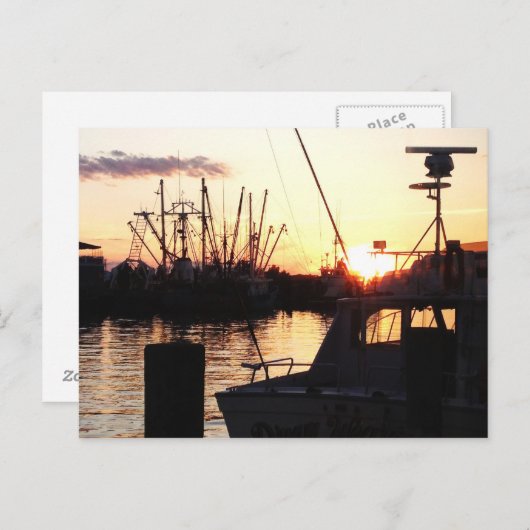 Boat op zonsondergang briefkaart (Voorkant / Achterkant)