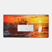 Boat op zonsondergang bureaumat (Keyboard & Muis)
