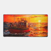 Boat op zonsondergang bureaumat (Voorkant)