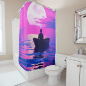 Boat op zonsondergang douchegordijn (In situ)