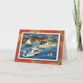 Boat Parade Retro Kerst Kaart