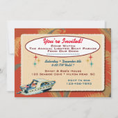 Boat Parade Retro Kerstfeest Uitnodiging (Achterkant)