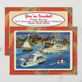 Boat Parade Retro Kerstfeest Uitnodiging (Voorkant / Achterkant)