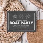 Boat Party Black & White Chalkboard Birthday Kaart