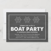 Boat Party Black & White Chalkboard Birthday Kaart (Voorkant)