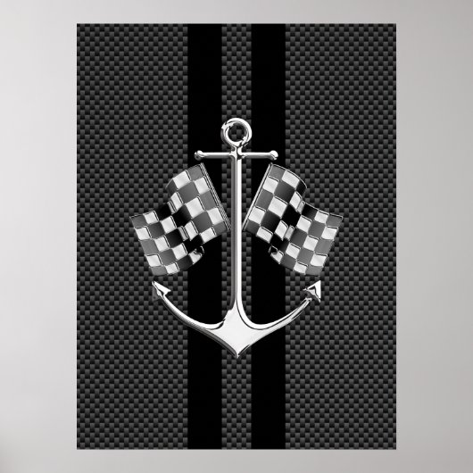Boat Racend Nautisch in koolstofvezelstijldecor Poster (Voorkant)