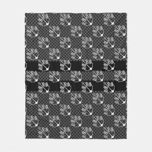 Boat Racing Nautical Checkered Carbon Fiber Style Fleece Deken (Voorkant)