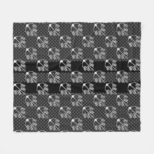 Boat Racing Nautical Checkered Carbon Fiber Style Fleece Deken (Voorkant (Horizontaal))