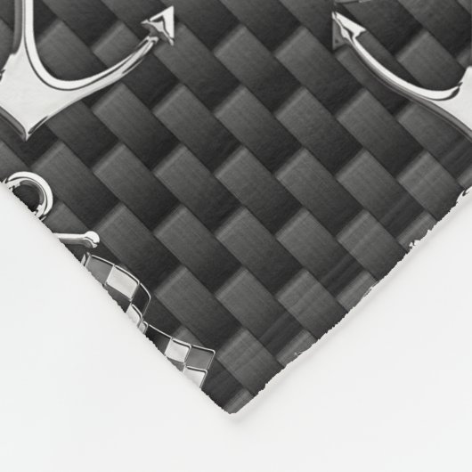 Boat Racing Nautical Checkered Carbon Fiber Style Fleece Deken (Hoek)