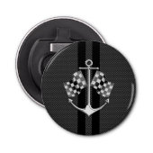 Boat Racing Nautical in Black Carbon Fibre Style Button Flesopener (Voorkant)