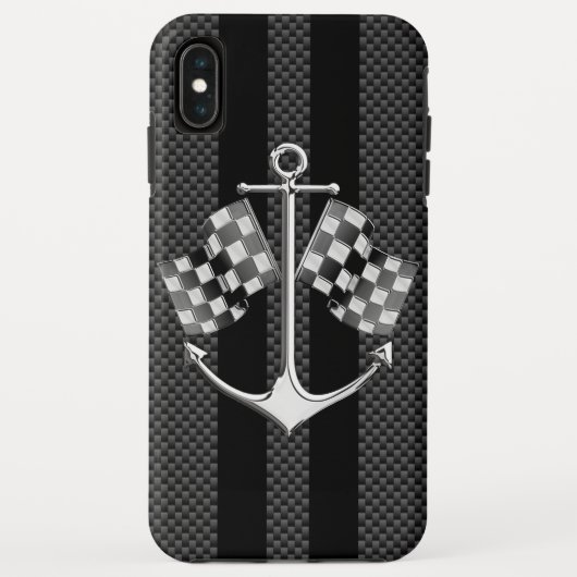 Boat Racing Nautical in Black Carbon Fibre Style Case-Mate iPhone Case (Achterkant)