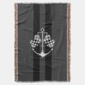 Boat Racing Nautical in Black Carbon Fibre Style Deken (Voorkant Verticaal)