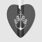 Boat Racing Nautical in Black Carbon Fibre Style Ornament (voorkant)