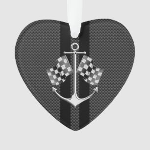 Boat Racing Nautical in Black Carbon Fibre Style Ornament