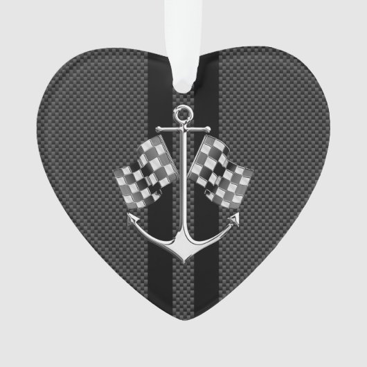 Boat Racing Nautical in Black Carbon Fibre Style Ornament (voorkant)