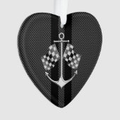 Boat Racing Nautical in Black Carbon Fibre Style Ornament (voorkant)