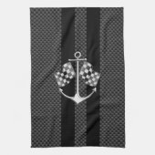 Boat Racing Nautical in Carbon Fiber Decor Theedoek (Verticaal)