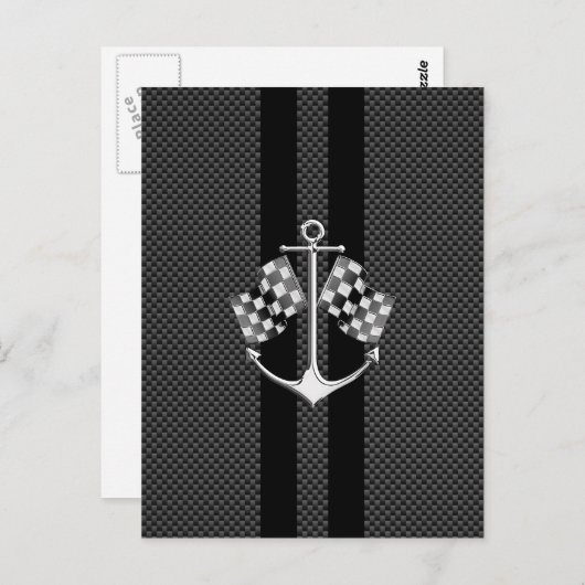 Boat Racing Nautical in Carbon Fibre Style Briefkaart (Voorkant / Achterkant)