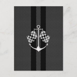 Boat Racing Nautical in Carbon Fibre Style Briefkaart