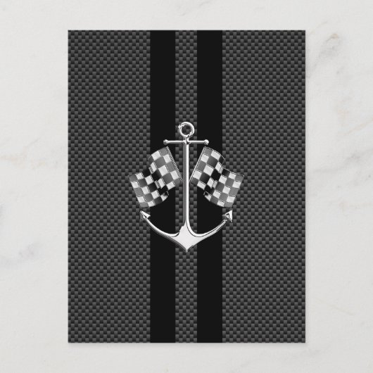 Boat Racing Nautical in Carbon Fibre Style Briefkaart (Voorkant)